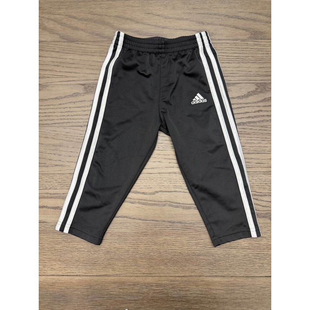 Adidas 2T Toddler Track Pants Black 3 Stripe Joggers